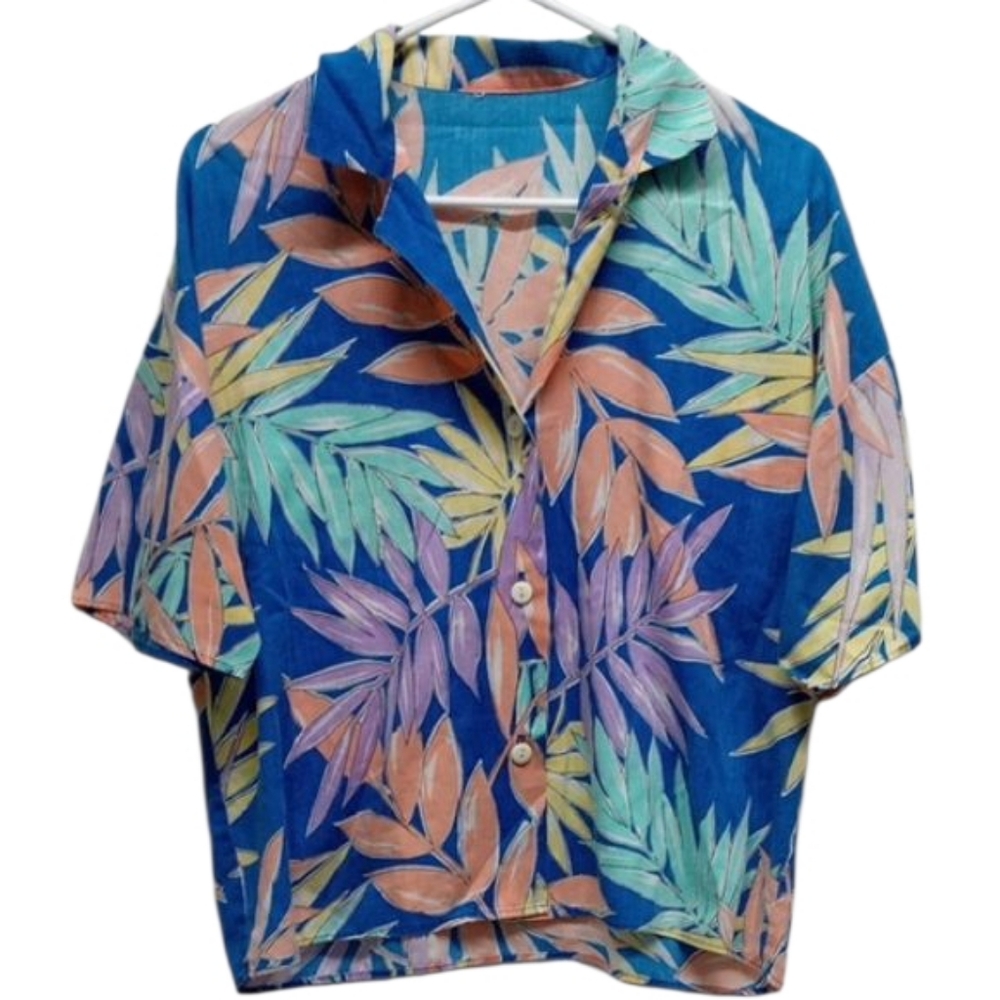 Vintage Blue/Multicolor Floral Print Button Down Shirt